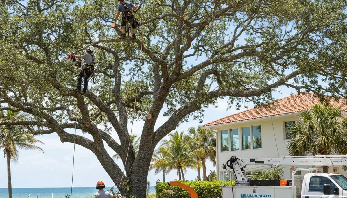 Professional tree removal service in Clearwater FL safely cutting and clearing large oak tree